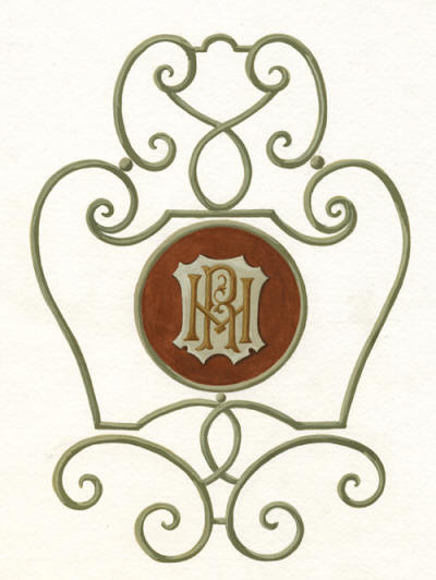 motif de ferronnerie du XVIIe siècle avec monogramme